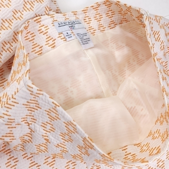 Sharagano Orange Cream Seersucker skirt Suit Size 8 - Picture 11 of 14